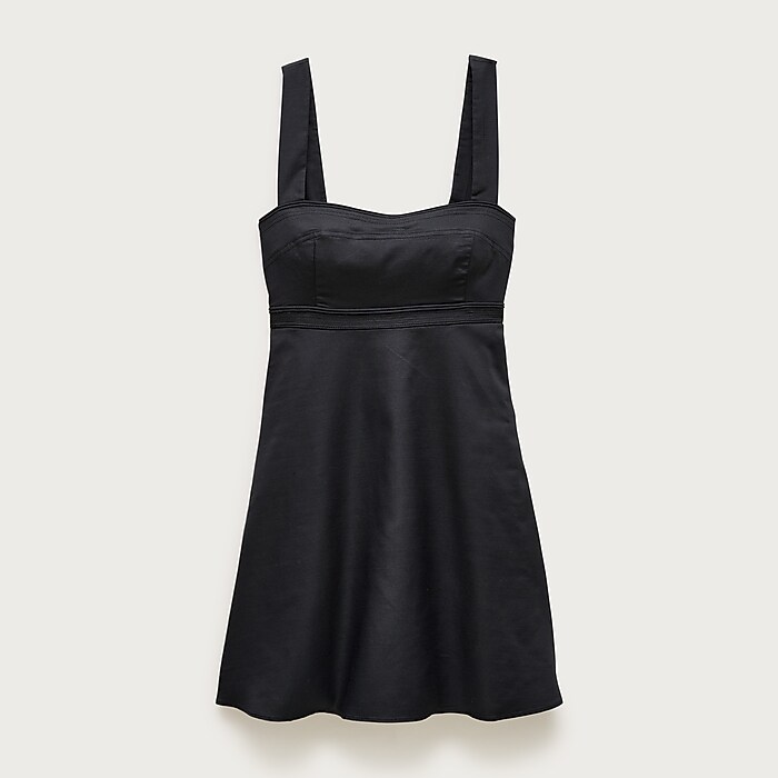 Tall empire-waist mini dress in Gramercy linen blend