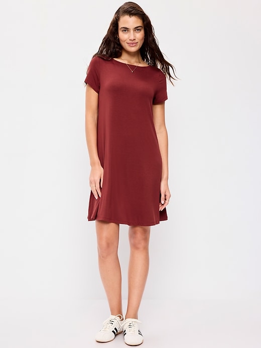 Short-Sleeve Mini Swing Dress