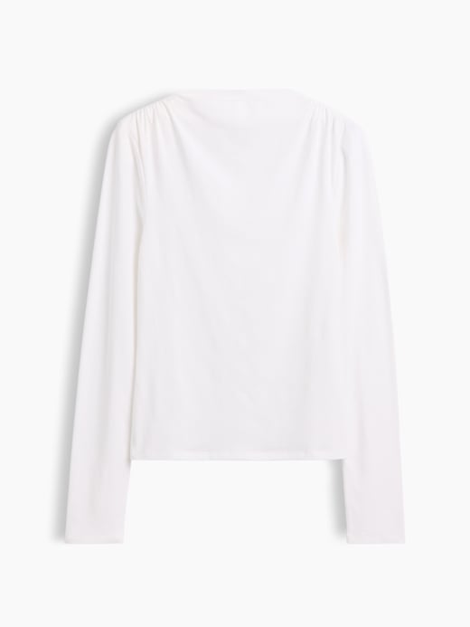CloseKnit Jersey Funnel-Neck Ruched T-Shirt
