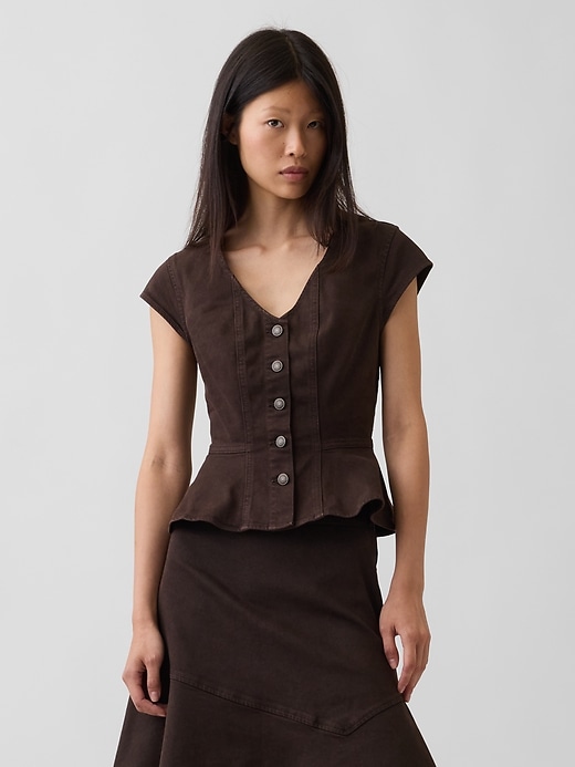 Denim Fitted Peplum Top