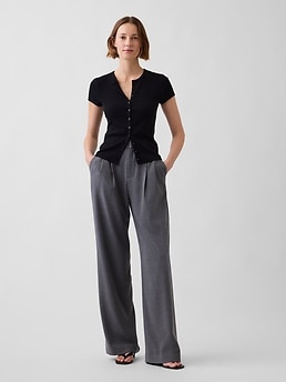 365 High Rise Brushed Twill Pleated Trousers