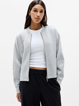 Form Knit Bomber Sweatshirt in Grey Heather